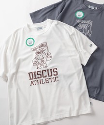 【71】【DISCUS/ディスカス】DOG＆FOOD 梨地 クールマックス プリントTシャツ/ワンポイント刺繍/リンガーT