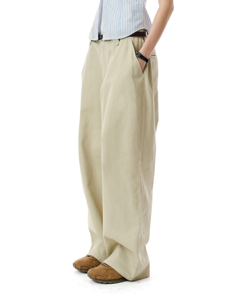 SECONDMONO（セカンドモノローグ）の「Semi Wide Twill Cotton Chino Pants [BEIGE]_SEPT051BEIGE（その他パンツ・レディース・その他・28/30/32/34）」の5枚目の写真