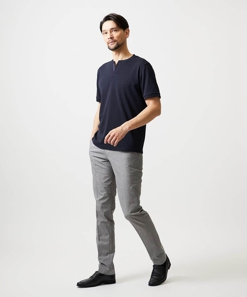 MICHEL KLEIN HOMME   （ミッシェルクランオム）の「《日本製》キーネック半袖カットソー（Tシャツ/カットソー・メンズ・ホワイト/ブラック/ネイビー・MEDIUM/LARGE/X-LARGE）」の15枚目の写真