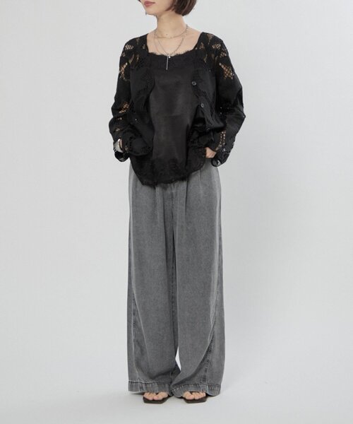 Remind me and forever(リマインドミーアンドフォーエバー)の「【接触冷感】デニムイージーパンツ(デニムパンツ・レディース・スミクロ/ケミカルウォッシュ・FREE)」の17枚目の写真