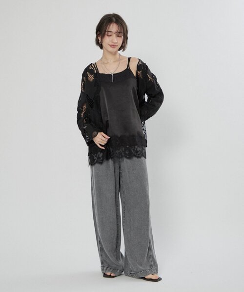 Remind me and forever(リマインドミーアンドフォーエバー)の「【接触冷感】デニムイージーパンツ(デニムパンツ・レディース・スミクロ/ケミカルウォッシュ・FREE)」の19枚目の写真