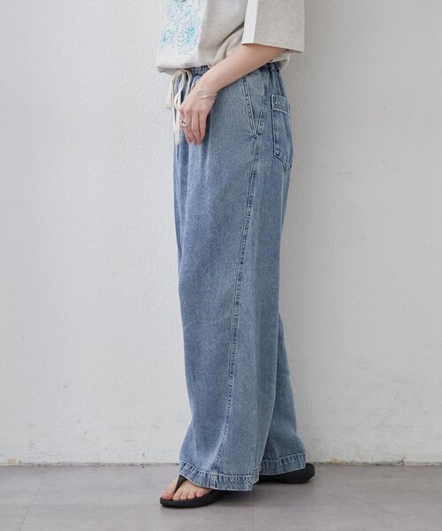 Remind me and forever(リマインドミーアンドフォーエバー)の「【接触冷感】デニムイージーパンツ(デニムパンツ・レディース・スミクロ/ケミカルウォッシュ・FREE)」の8枚目の写真