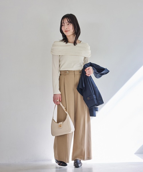 VIS（ビス）の「ジャガードオフショルプルオーバー/イージーケア（Tシャツ/カットソー・レディース・キナリ/ブラウン/ブラック・FREE）」の20枚目の写真