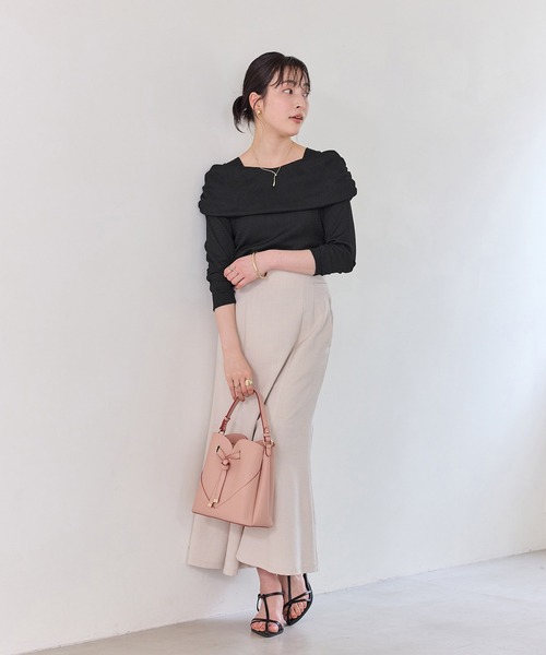 VIS（ビス）の「ジャガードオフショルプルオーバー/イージーケア（Tシャツ/カットソー・レディース・キナリ/ブラウン/ブラック・FREE）」の14枚目の写真