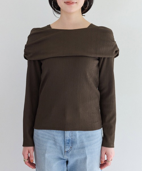 VIS（ビス）の「ジャガードオフショルプルオーバー/イージーケア（Tシャツ/カットソー・レディース・キナリ/ブラウン/ブラック・FREE）」の15枚目の写真