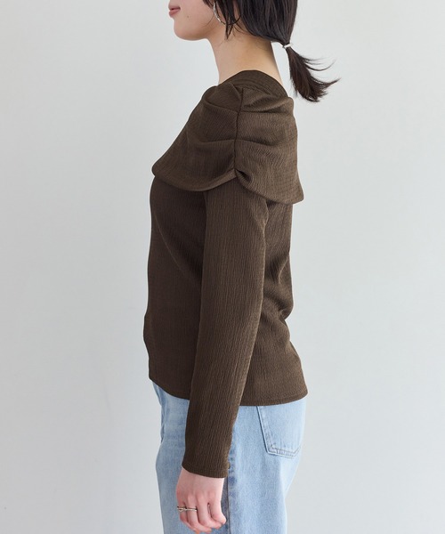 VIS（ビス）の「ジャガードオフショルプルオーバー/イージーケア（Tシャツ/カットソー・レディース・キナリ/ブラウン/ブラック・FREE）」の16枚目の写真