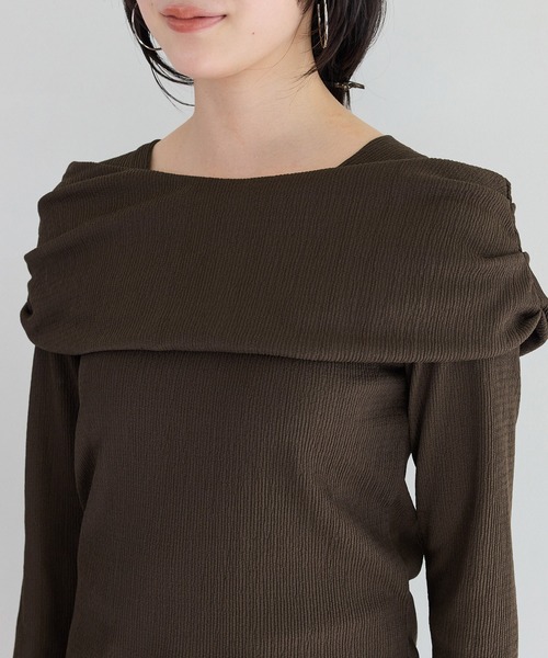 VIS（ビス）の「ジャガードオフショルプルオーバー/イージーケア（Tシャツ/カットソー・レディース・キナリ/ブラウン/ブラック・FREE）」の18枚目の写真