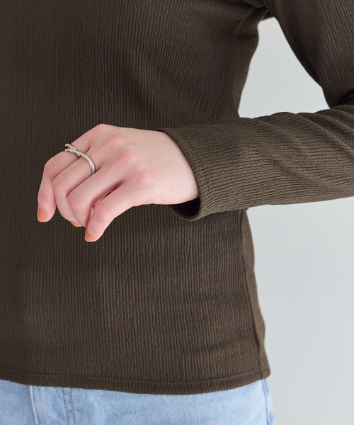 VIS（ビス）の「ジャガードオフショルプルオーバー/イージーケア（Tシャツ/カットソー・レディース・キナリ/ブラウン/ブラック・FREE）」の8枚目の写真