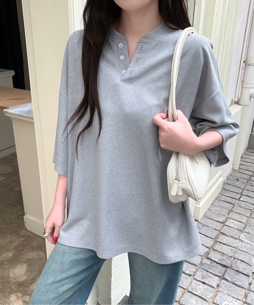 ヘンリーネックワッフルT（Tシャツ/カットソー）｜by LEGNA