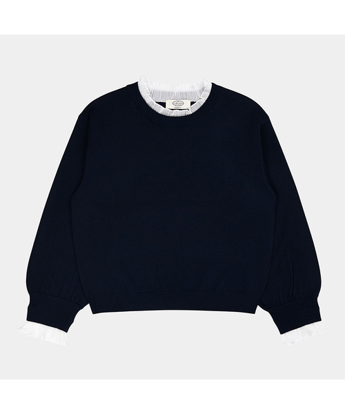 PIGMENT(ピグメント)の「レースフリルニット (ZYSW251212)(ニット/セーター・レディース・ネイビー/パープル・FREE)」の1枚目の写真