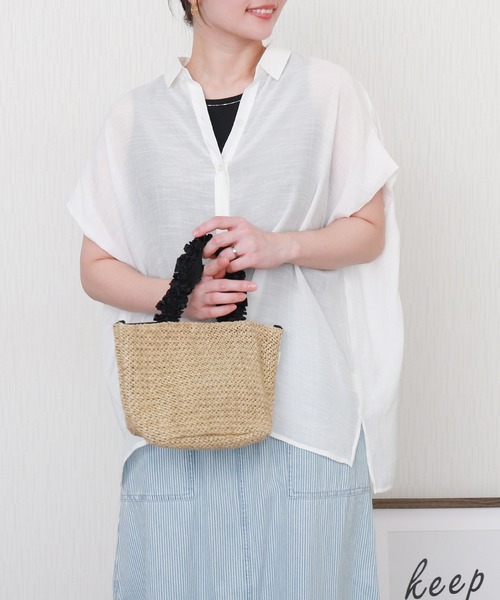 libelle more（リベル モア）の「R/Tスラブ タンク付きドルマンシアー半袖ブラウス（シャツ/ブラウス・レディース・セージグリーン/オフホワイト/ブルー系その他/ネイビー/イエロー/ホワイト系その他・M/L）」の7枚目の写真