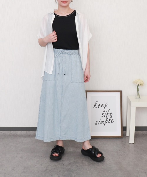 libelle more（リベル モア）の「R/Tスラブ タンク付きドルマンシアー半袖ブラウス（シャツ/ブラウス・レディース・セージグリーン/オフホワイト/ブルー系その他/ネイビー/イエロー/ホワイト系その他・M/L）」の8枚目の写真