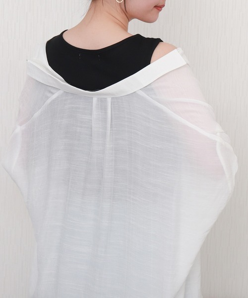 libelle more（リベル モア）の「R/Tスラブ タンク付きドルマンシアー半袖ブラウス（シャツ/ブラウス・レディース・セージグリーン/オフホワイト/ブルー系その他/ネイビー/イエロー/ホワイト系その他・M/L）」の14枚目の写真