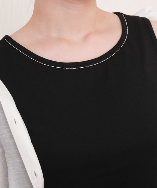 libelle more（リベル モア）の「R/Tスラブ タンク付きドルマンシアー半袖ブラウス（シャツ/ブラウス・レディース・セージグリーン/オフホワイト/ブルー系その他/ネイビー/イエロー/ホワイト系その他・M/L）」の15枚目の写真