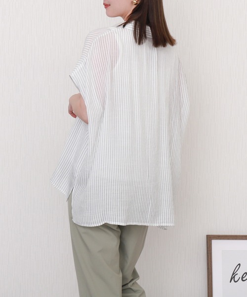 libelle more（リベル モア）の「R/Tスラブ タンク付きドルマンシアー半袖ブラウス（シャツ/ブラウス・レディース・セージグリーン/オフホワイト/ブルー系その他/ネイビー/イエロー/ホワイト系その他・M/L）」の19枚目の写真