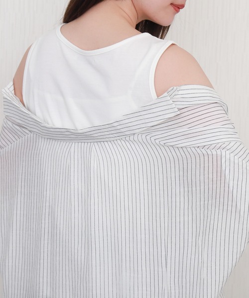 libelle more（リベル モア）の「R/Tスラブ タンク付きドルマンシアー半袖ブラウス（シャツ/ブラウス・レディース・セージグリーン/オフホワイト/ブルー系その他/ネイビー/イエロー/ホワイト系その他・M/L）」の21枚目の写真