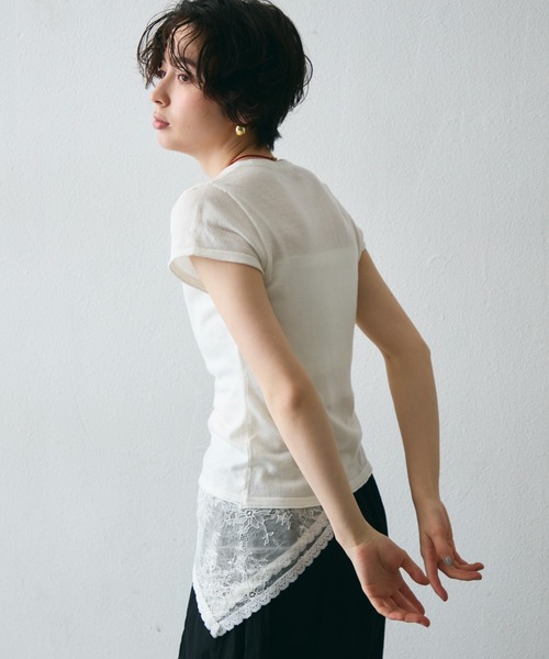 Trish(トリッシュ)の「キーネックキャップスリーブニット(ニット/セーター・レディース・ホワイト/レッド/ブラウン・FREE)」の10枚目の写真