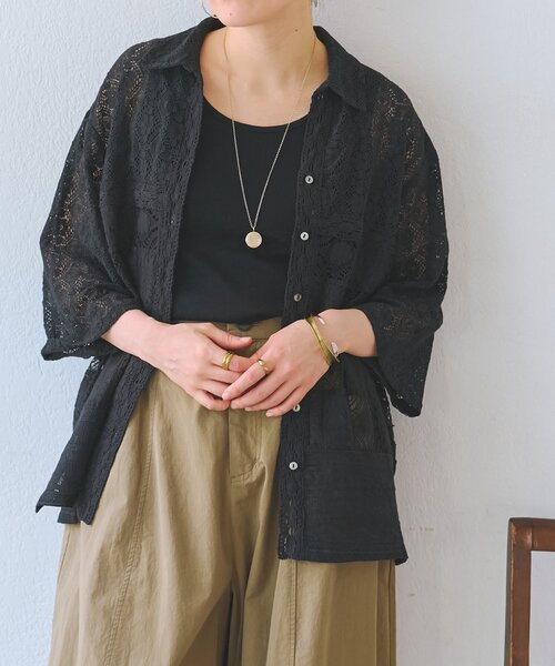 BEARDSLEY(ビアズリー)の「MIXレースシャツ(シャツ/ブラウス・レディース・ホワイト/ブラック・FREE)」の14枚目の写真