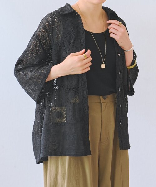 BEARDSLEY(ビアズリー)の「MIXレースシャツ(シャツ/ブラウス・レディース・ホワイト/ブラック・FREE)」の17枚目の写真