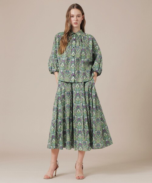 MACKINTOSH LONDON(マッキントッシュ ロンドン)の「ボタニカルウォールプリントスカート(スカート・レディース・ベージュ/ネイビー・36/38)」の3枚目の写真