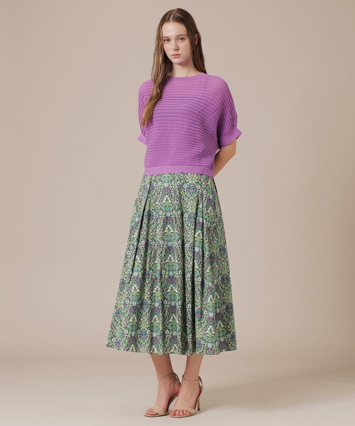 MACKINTOSH LONDON(マッキントッシュ ロンドン)の「ボタニカルウォールプリントスカート(スカート・レディース・ベージュ/ネイビー・36/38)」の4枚目の写真