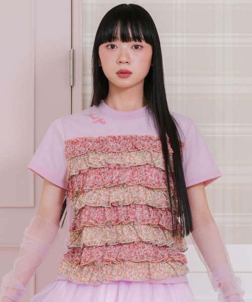 NICE GHOST CLUB(ナイスゴーストクラブ)の「FFATS FLOWER FRILL TEE_PINK(NG2GSUT589A)(Tシャツ/カットソー・レディース・ピンク・F)」の1枚目の写真