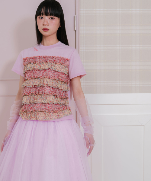 NICE GHOST CLUB(ナイスゴーストクラブ)の「FFATS FLOWER FRILL TEE_PINK(NG2GSUT589A)(Tシャツ/カットソー・レディース・ピンク・F)」の2枚目の写真