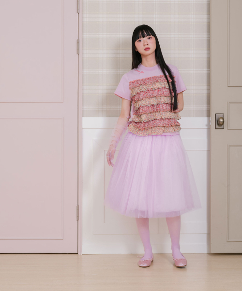 NICE GHOST CLUB(ナイスゴーストクラブ)の「FFATS FLOWER FRILL TEE_PINK(NG2GSUT589A)(Tシャツ/カットソー・レディース・ピンク・F)」の3枚目の写真