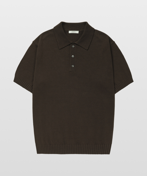 ソフトコットン100 3PLY ポロ 半袖ニット ブラウン