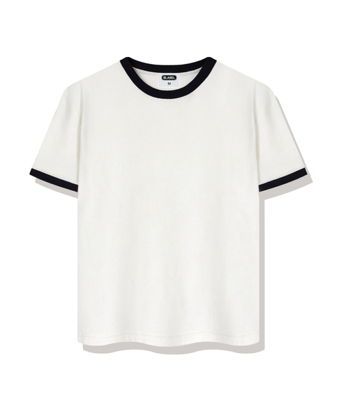 BASIC LABEL（ベーシックラベル）の「Parker Ringer Loose Fit Short-Sleeved T-Shirt 4 Color [BLSE_4001]（Tシャツ/カットソー・レディース・ネイビー/アイボリー系1/アイボリー系2/クリーム・SMALL/MEDIUM/LARGE/X-LARGE）」の3枚目の写真