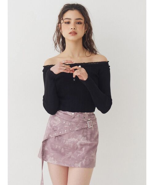 EVRIS（エヴリス）の「ダブルベルトミニスカート（スカート・レディース・ピンク/グレー・MEDIUM/SMALL）」の13枚目の写真