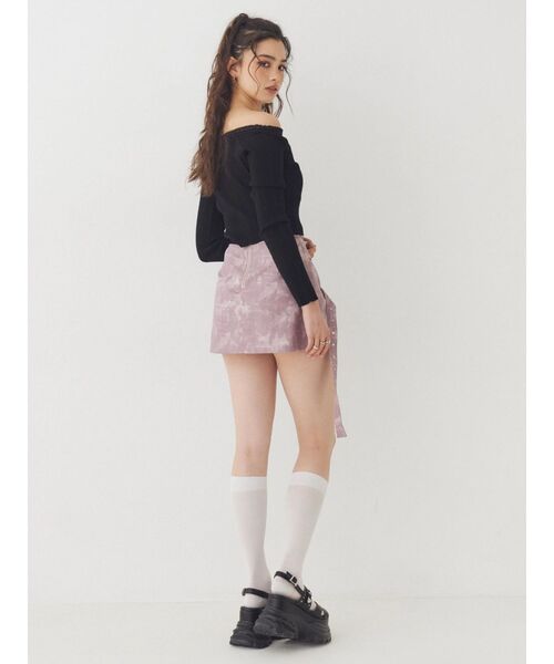 EVRIS（エヴリス）の「ダブルベルトミニスカート（スカート・レディース・ピンク/グレー・MEDIUM/SMALL）」の17枚目の写真