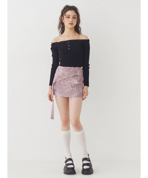 EVRIS（エヴリス）の「ダブルベルトミニスカート（スカート・レディース・ピンク/グレー・MEDIUM/SMALL）」の19枚目の写真