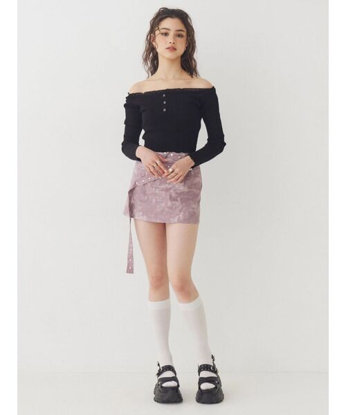 EVRIS（エヴリス）の「ダブルベルトミニスカート（スカート・レディース・ピンク/グレー・MEDIUM/SMALL）」の20枚目の写真