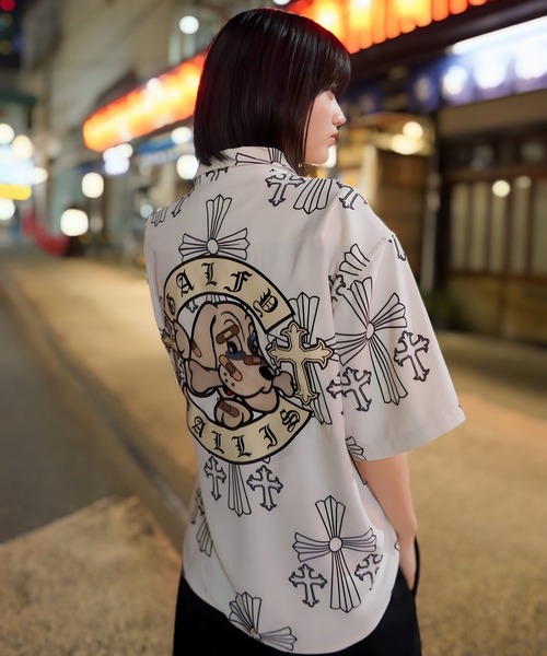 GALFY(ガルフィー)の「【別注】GA×GALFY-別注十字架わんわん柄シャツ(シャツ/ブラウス・メンズ・ホワイト/ブラック・L/XL)」の4枚目の写真