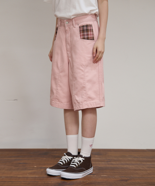 WaiKei(ワイケイ)の「チェックアプリケハーフパンツピンク(その他パンツ・レディース・その他・2/1/3)」の2枚目の写真
