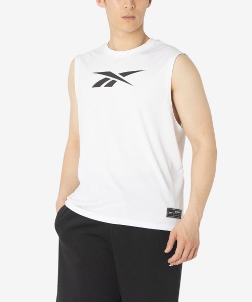Reebok(リーボック)の「バスケットボール スリーブレス Tシャツ / ID BASKETBALL SLEEVELESS T-SHIRT(Tシャツ/カットソー・メンズ・ホワイト/ブラック・MEDIUM/LARGE/X-LARGE/SMALL)」の2枚目の写真
