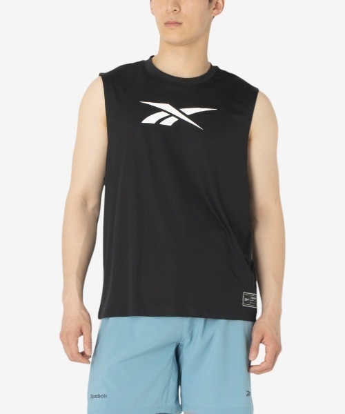 Reebok(リーボック)の「バスケットボール スリーブレス Tシャツ / ID BASKETBALL SLEEVELESS T-SHIRT(Tシャツ/カットソー・メンズ・ホワイト/ブラック・MEDIUM/LARGE/X-LARGE/SMALL)」の1枚目の写真