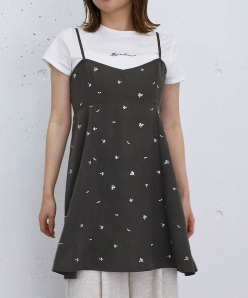archives(アルシーヴ)の「花柄刺繍ミニキャミOP(ワンピース・レディース・アイボリー/チャコールグレー・MEDIUM)」の9枚目の写真