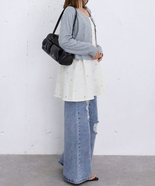 archives(アルシーヴ)の「花柄刺繍ミニキャミOP(ワンピース・レディース・アイボリー/チャコールグレー・MEDIUM)」の11枚目の写真