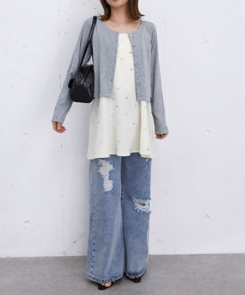 archives(アルシーヴ)の「花柄刺繍ミニキャミOP(ワンピース・レディース・アイボリー/チャコールグレー・MEDIUM)」の13枚目の写真