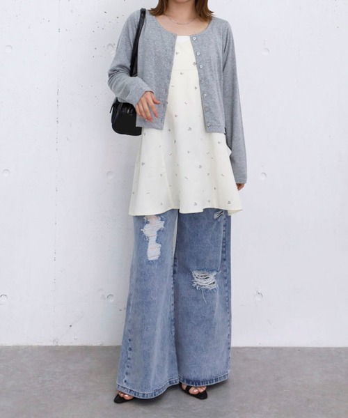 archives(アルシーヴ)の「花柄刺繍ミニキャミOP(ワンピース・レディース・アイボリー/チャコールグレー・MEDIUM)」の12枚目の写真