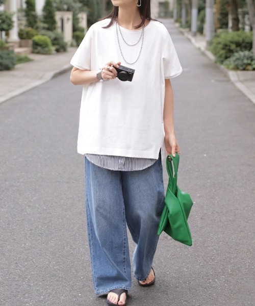 HUG.U(ハグユー)の「体感-3℃級 UVカット / 接触冷感 Tシャツ 「リリクール」(Tシャツ/カットソー・レディース・ブラック/ブルー/ホワイト・FREE)」の8枚目の写真