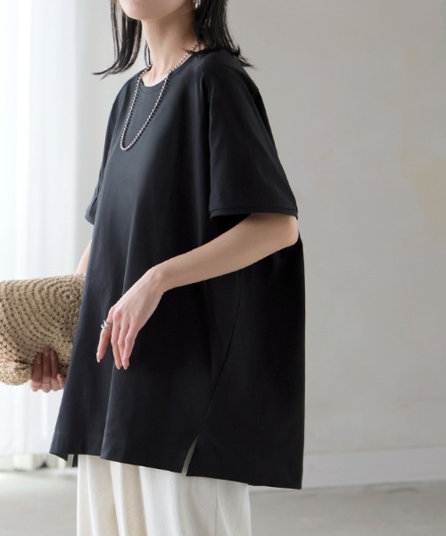 HUG.U(ハグユー)の「体感-3℃級 UVカット / 接触冷感 Tシャツ 「リリクール」(Tシャツ/カットソー・レディース・ブラック/ブルー/ホワイト・FREE)」の13枚目の写真