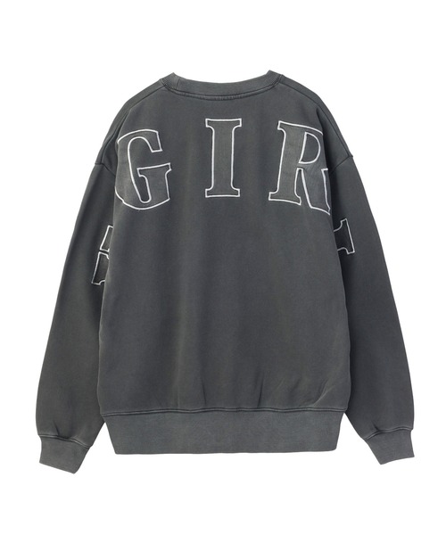 X-girl(エックスガール)の「FADED BIG PATCH CREWNECK SWEATSHIRT(スウェット・レディース・ブラック/グリーン/バーガンディー・M/S)」の2枚目の写真
