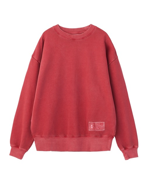 X-girl(エックスガール)の「FADED BIG PATCH CREWNECK SWEATSHIRT(スウェット・レディース・ブラック/グリーン/バーガンディー・M/S)」の4枚目の写真