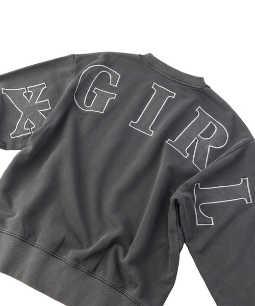 X-girl(エックスガール)の「FADED BIG PATCH CREWNECK SWEATSHIRT(スウェット・レディース・ブラック/グリーン/バーガンディー・M/S)」の10枚目の写真