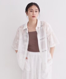 OPAQUE.CLIP | 刺繍ハーフスリーブシャツ/セットアップ対応可【洗濯機OK】(シャツ/ブラウス)
