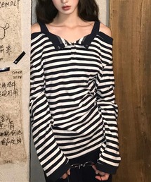 HALEY PESCA | HALEY PESCA/肩出しボーダートップス(Tシャツ/カットソー)
