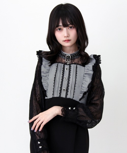 DearMyLove(ディアマイラブ)の「チョーカー風十字架チャームレースフリルマーメイドロングワンピース(ワンピース・レディース・ブラック/チェック/ボルドー・MEDIUM/LARGE/3L)」の9枚目の写真